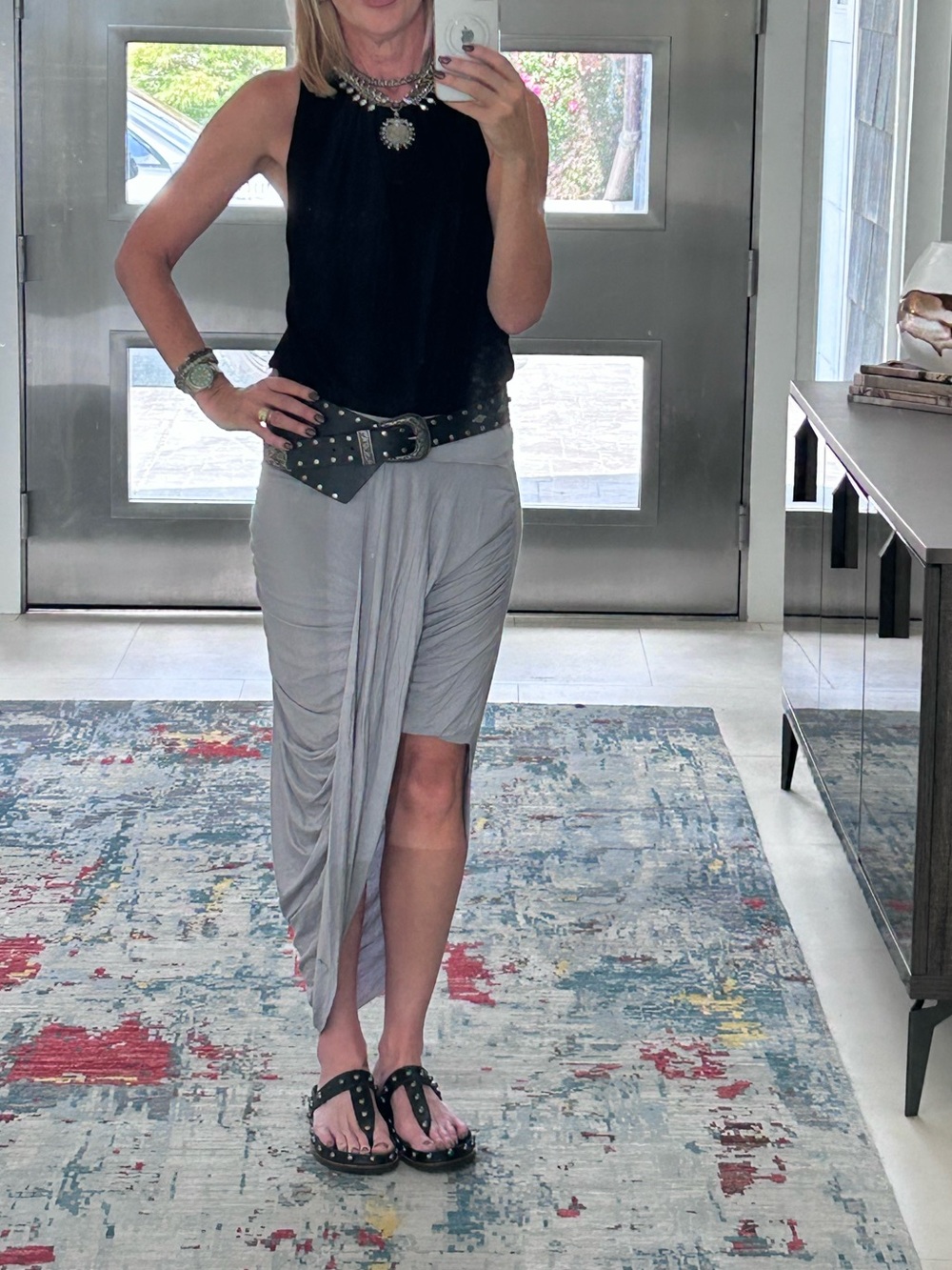 Free People Draped Asymmetric Gray Skirt
